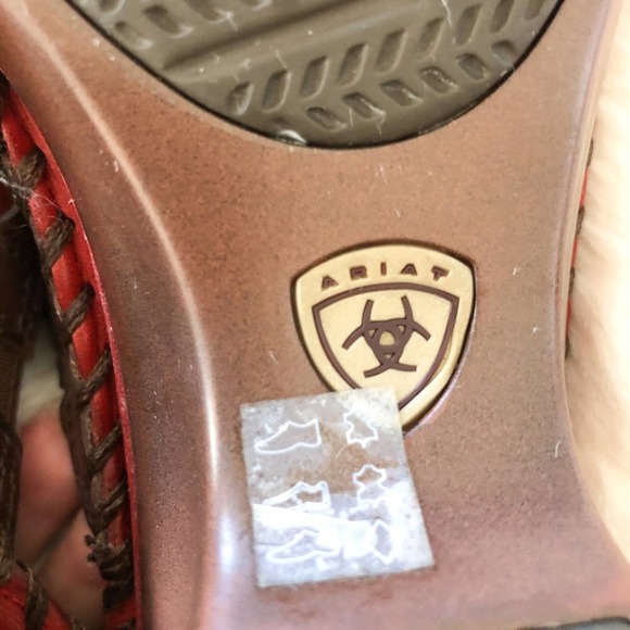 ARIAT Red Leather Sandals Size 6.5 - Picture 8 of 8